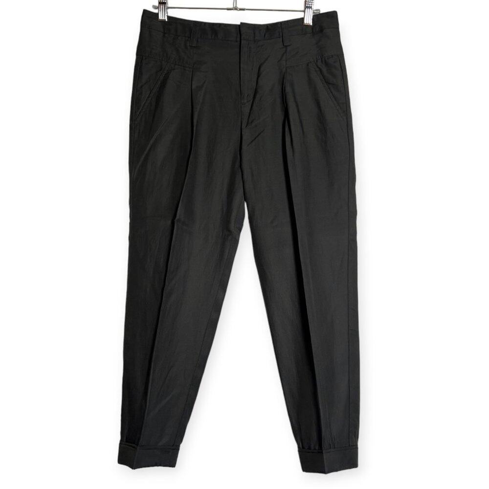 Vince Bemberg High Rise Cuffed Trousers SIZE 2 Black Tailored Pants